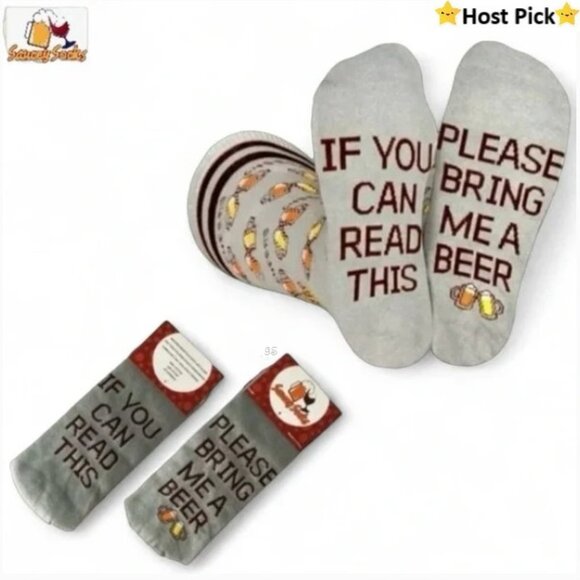 Saucey Socks Other - SAUCEY SOCKS "If you can read this, Bring me Beer" Gag Gift Unisex Size L - NWT